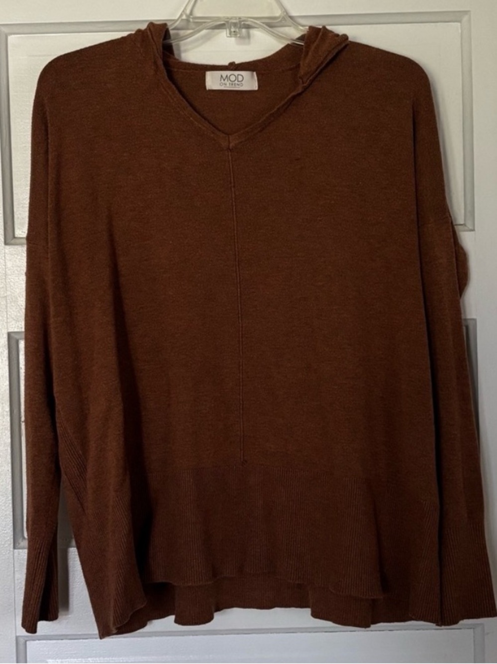 MOD Brown Lightweight V-Neck Hoodie Sweater